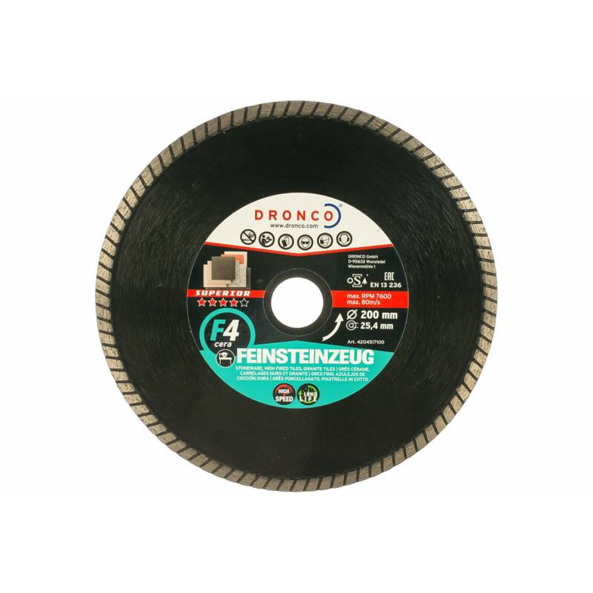 Диск алмазный F4 Cera Express GRF 200x2x25,4 Dronco 4204517100 1