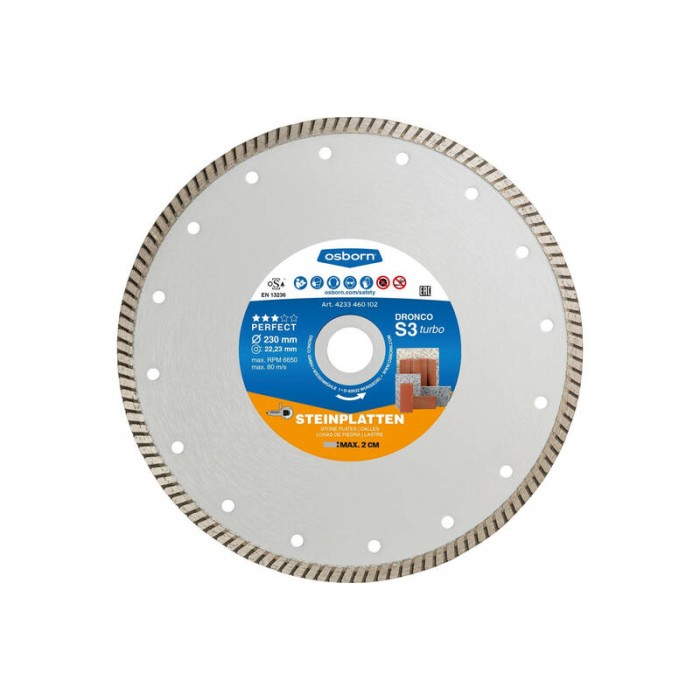 Диск алмазный по камню OSBORN S3 Turbo 230x2.8x22.23 Dronco 4233460102
