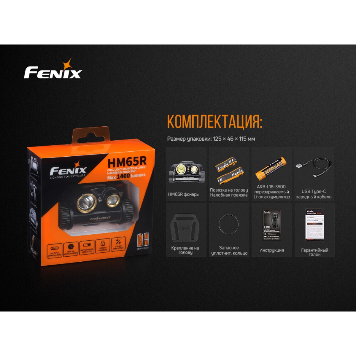 Налобный фонарь Fenix HM65R 12