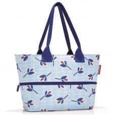 Шоппер женский Reisenthel Shopper E1 Leaves Blue RJ4064, сумка шоппер, с принтом, с карманом, мягкий