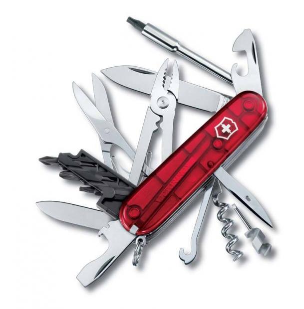 Нож Victorinox CyberTool, 91 мм, 34 функции, полупрозрачный красный 1.7725.T