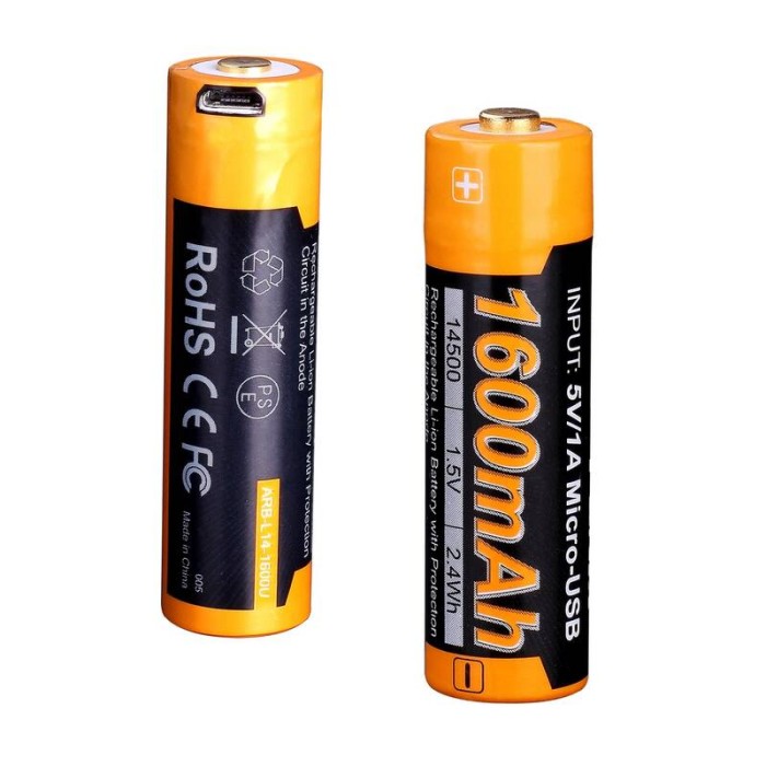 Аккумулятор 14500 Fenix 1600U mAh с разъемом для USB, ARB-L14-1600U