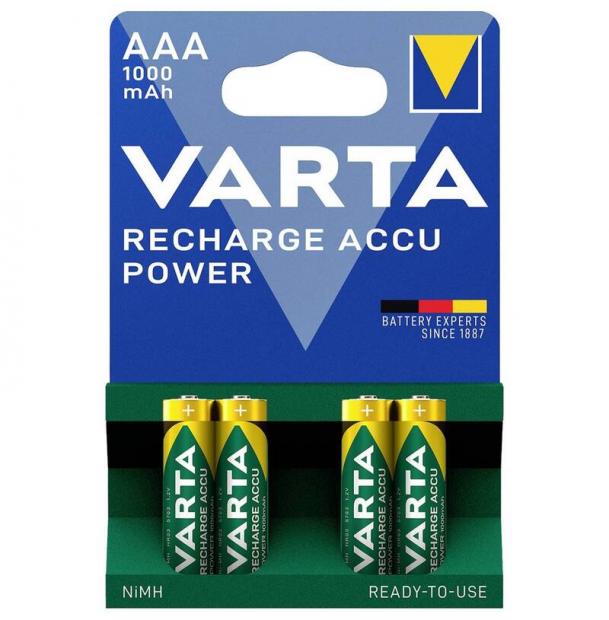 Аккумулятор VARTA R2U Ready To Use Ni-MH AAA 1000 mAh 4 шт 57033-4