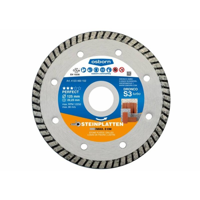 Алмазный диск по камню OSBORN S3 Turbo 125x2.1x22.23 Dronco 4123460102