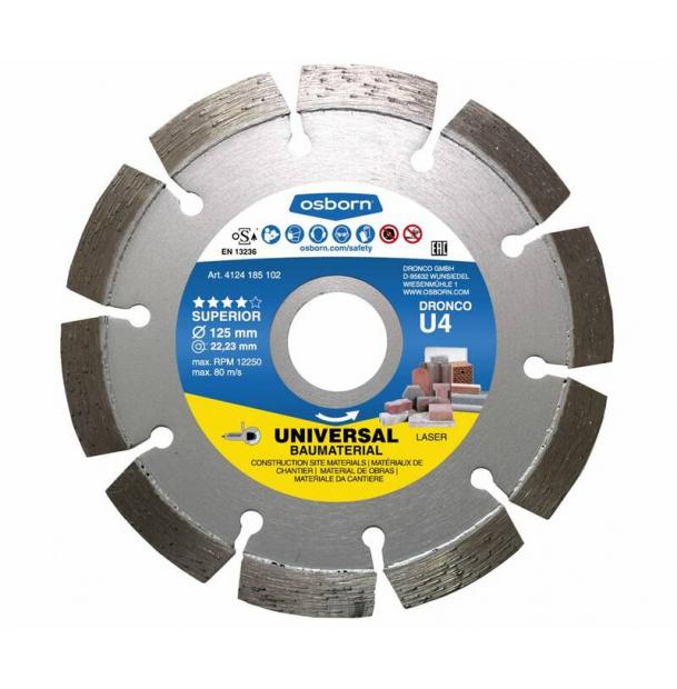 Алмазный диск универсальный OSBORN U4 125х2,2x22,23 Dronco 4124185102