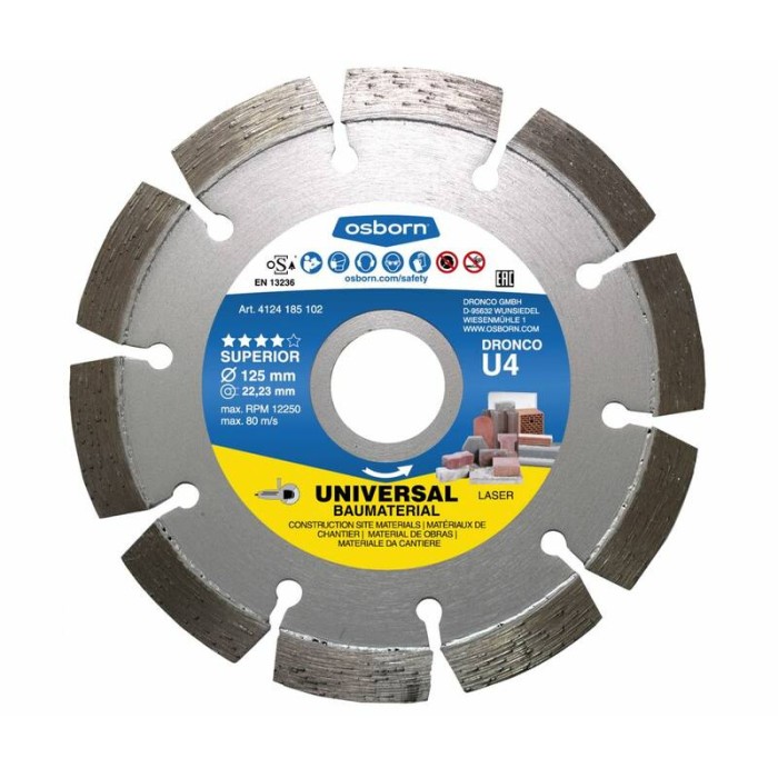 Алмазный диск универсальный OSBORN U4 125х2,2x22,23 Dronco 4124185102