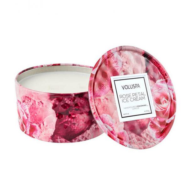 Ароматическая свеча Voluspa Rose Petal Ice Cream 25ч 5222-vol