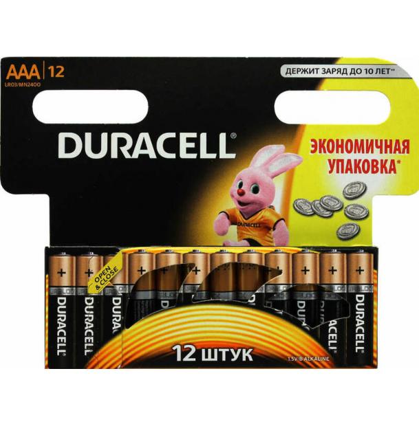 Батарейка Duracell Basic LR03 AAA BL12 Alkaline 1.5V BE 109254