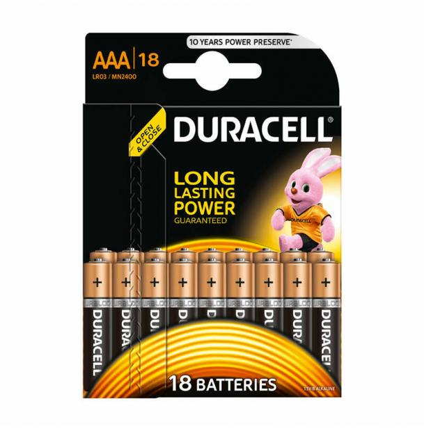 Батарейка Duracell Basic LR03 AAA BL18 Alkaline 1.5V BE 107557