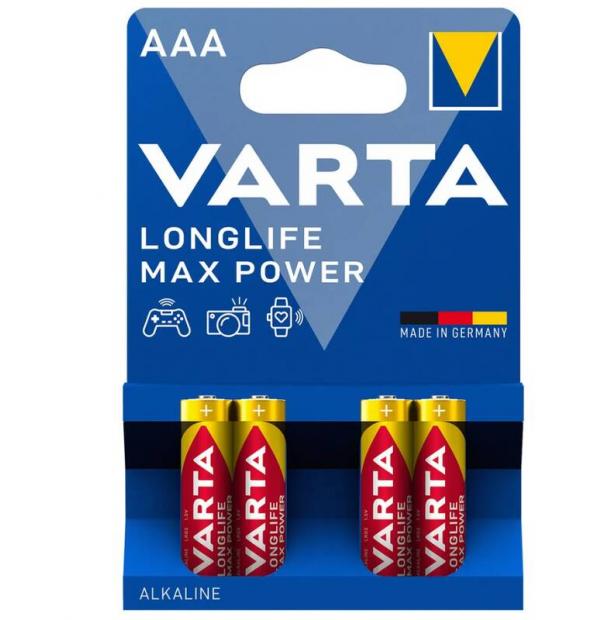 Батарейка щелочная VARTA LONGLIFE MAX POWER (Max Tech) AAA 4 шт 04703-4