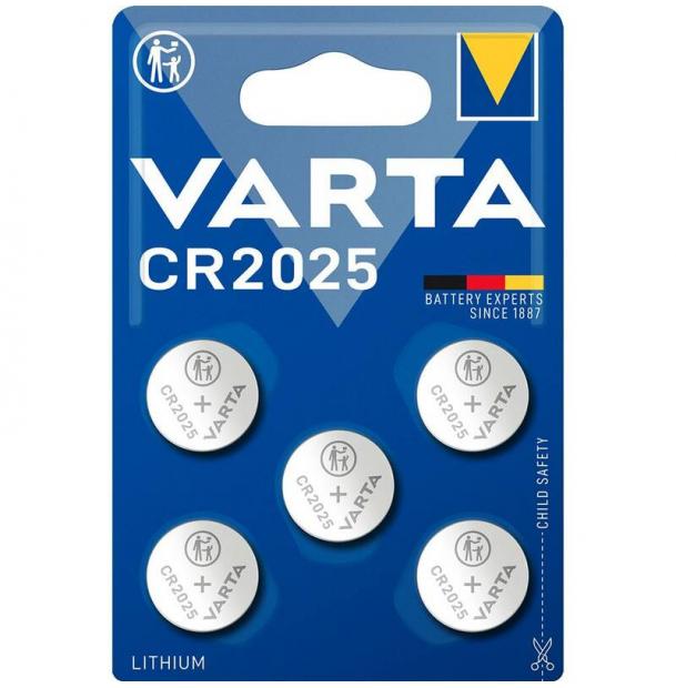 Батарейка Varta ELECTRONICS CR2025 BL5 Lithium 3V (6025) 60251-5