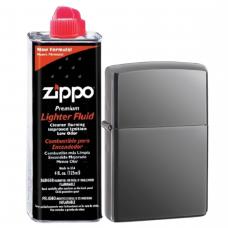 Бензиновая зажигалка ZIPPO 150 Black Ice + бензин Zippo 125 мл