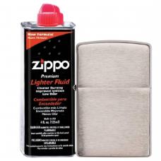 Бензиновая зажигалка ZIPPO 162 Armor Brushed Chrome + бензин Zippo 125 мл