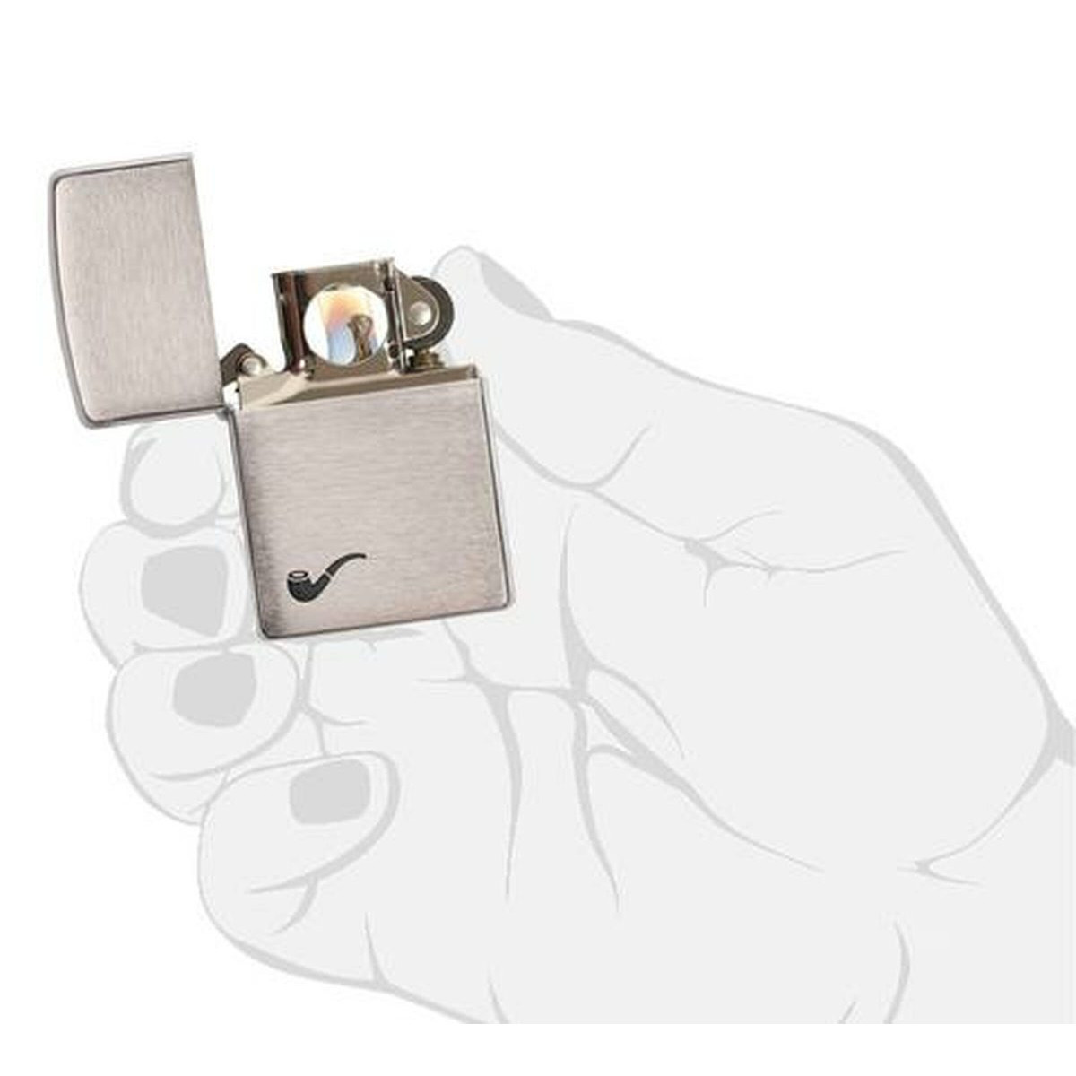 Бензиновая зажигалка ZIPPO 200PL Pipe Brushed Chrome + бензин Zippo 125 мл 3