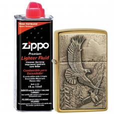 Бензиновая зажигалка ZIPPO  20854 Eagles + бензин Zippo 125 мл