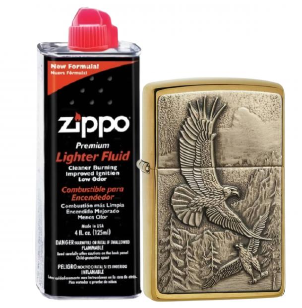 Бензиновая зажигалка ZIPPO  20854 Eagles + бензин Zippo 125 мл 20854-3141