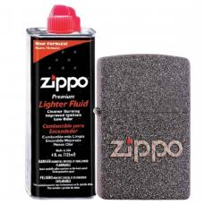 Бензиновая зажигалка ZIPPO 211 SNAKESKIN ZIPPO LOGO Classic Iron Stone + бензин Zippo 125 мл