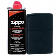 Бензиновая зажигалка ZIPPO 218 Black Matte + бензин Zippo 125 мл