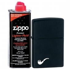 Бензиновая зажигалка ZIPPO 218PL Pipe Black Matte + бензин Zippo 125 мл