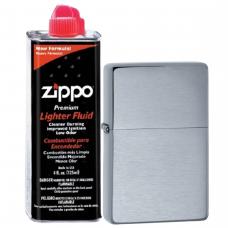 Бензиновая зажигалка ZIPPO 230-25 Vintage Brushed Chrome + бензин Zippo 125 мл