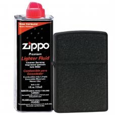 Бензиновая зажигалка ZIPPO 236 Black Crackle + бензин Zippo 125 мл