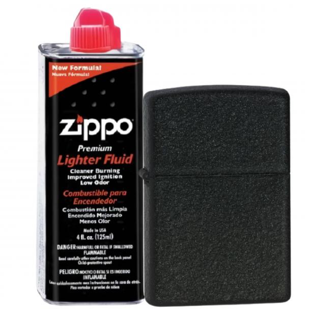 Бензиновая зажигалка ZIPPO 236 Black Crackle + бензин Zippo 125 мл 236-3141