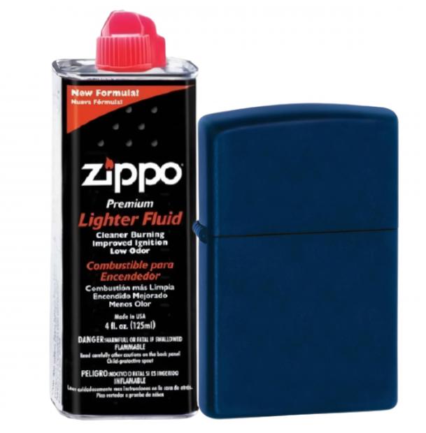 Бензиновая зажигалка ZIPPO 239 Navy Matte + бензин Zippo 125 мл 239-3141