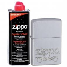 Бензиновая зажигалка ZIPPO 24335 Classic Satin Chrome + бензин Zippo 125 мл