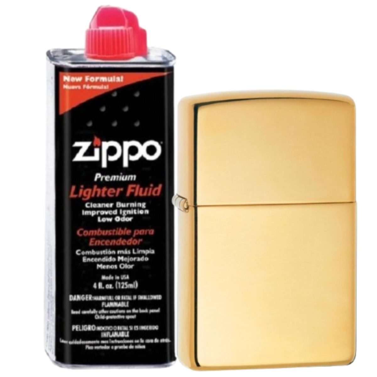 Бензиновая зажигалка ZIPPO 254B High Polish Brass + бензин Zippo 125 мл 1