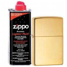 Бензиновая зажигалка ZIPPO 254B High Polish Brass + бензин Zippo 125 мл