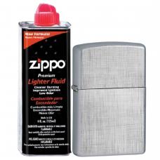 Бензиновая зажигалка ZIPPO 28181 Brushed Chrome + бензин Zippo 125 мл