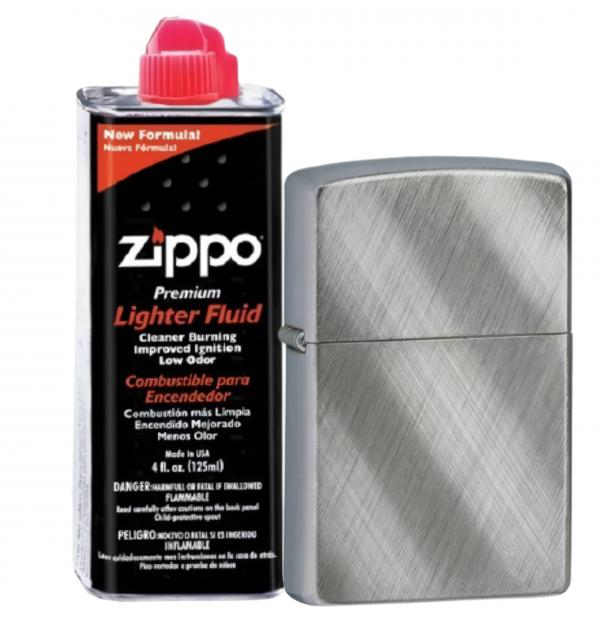 Бензиновая зажигалка ZIPPO 28182 Diagonal Weave + бензин Zippo 125 мл 28182-3141