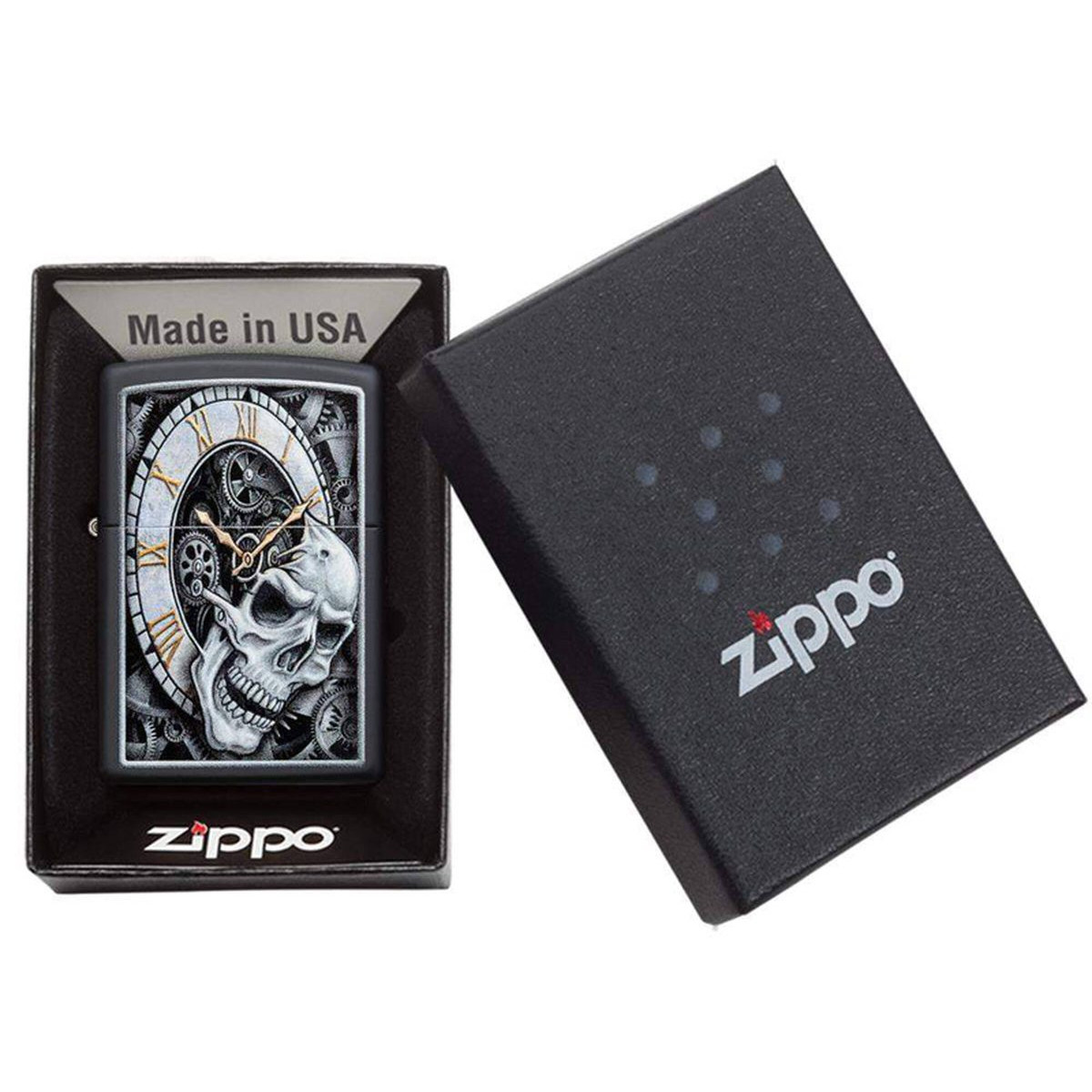 Бензиновая зажигалка ZIPPO 29854 Skull Clock Black Matte + бензин Zippo 125 мл 4