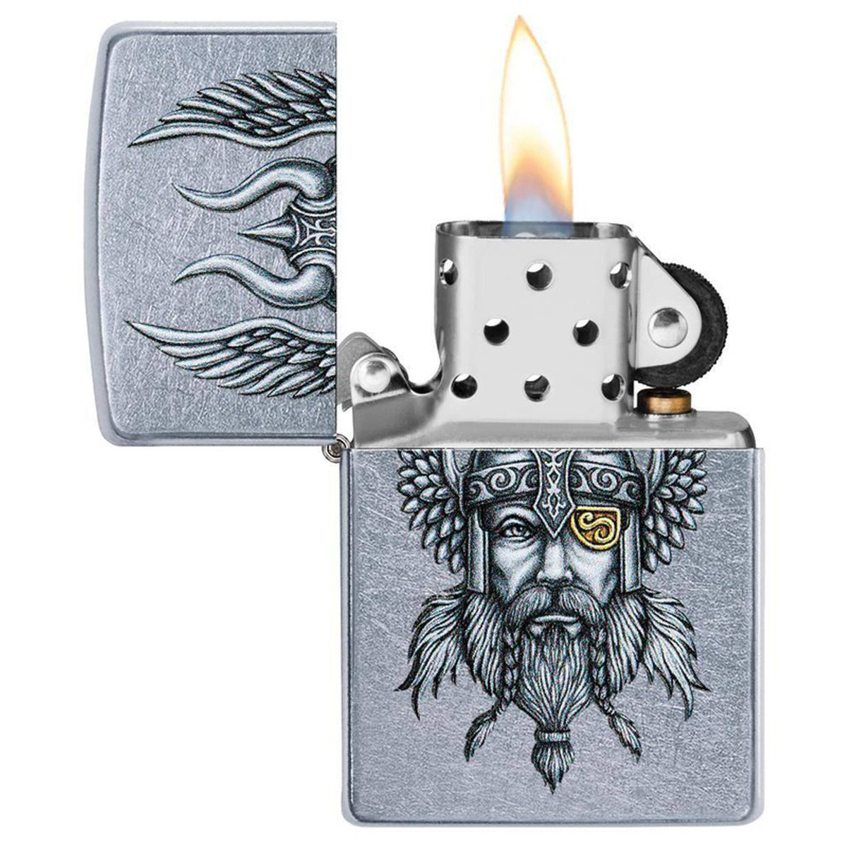 Бензиновая зажигалка ZIPPO 29871 Viking Street Chrome + бензин Zippo 125 мл 4