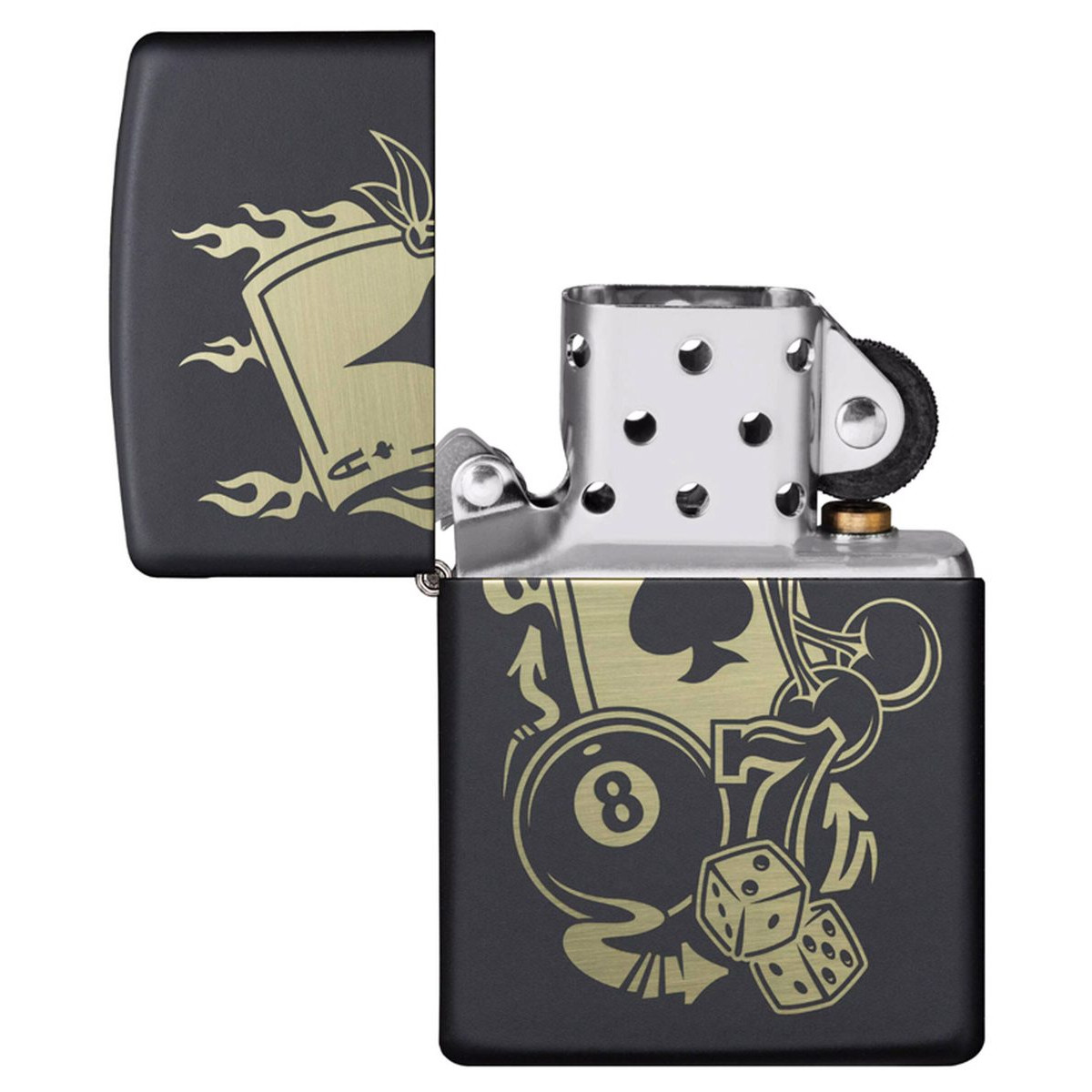 Бензиновая зажигалка ZIPPO 49257 Gambling Design + бензин Zippo 125 мл 8