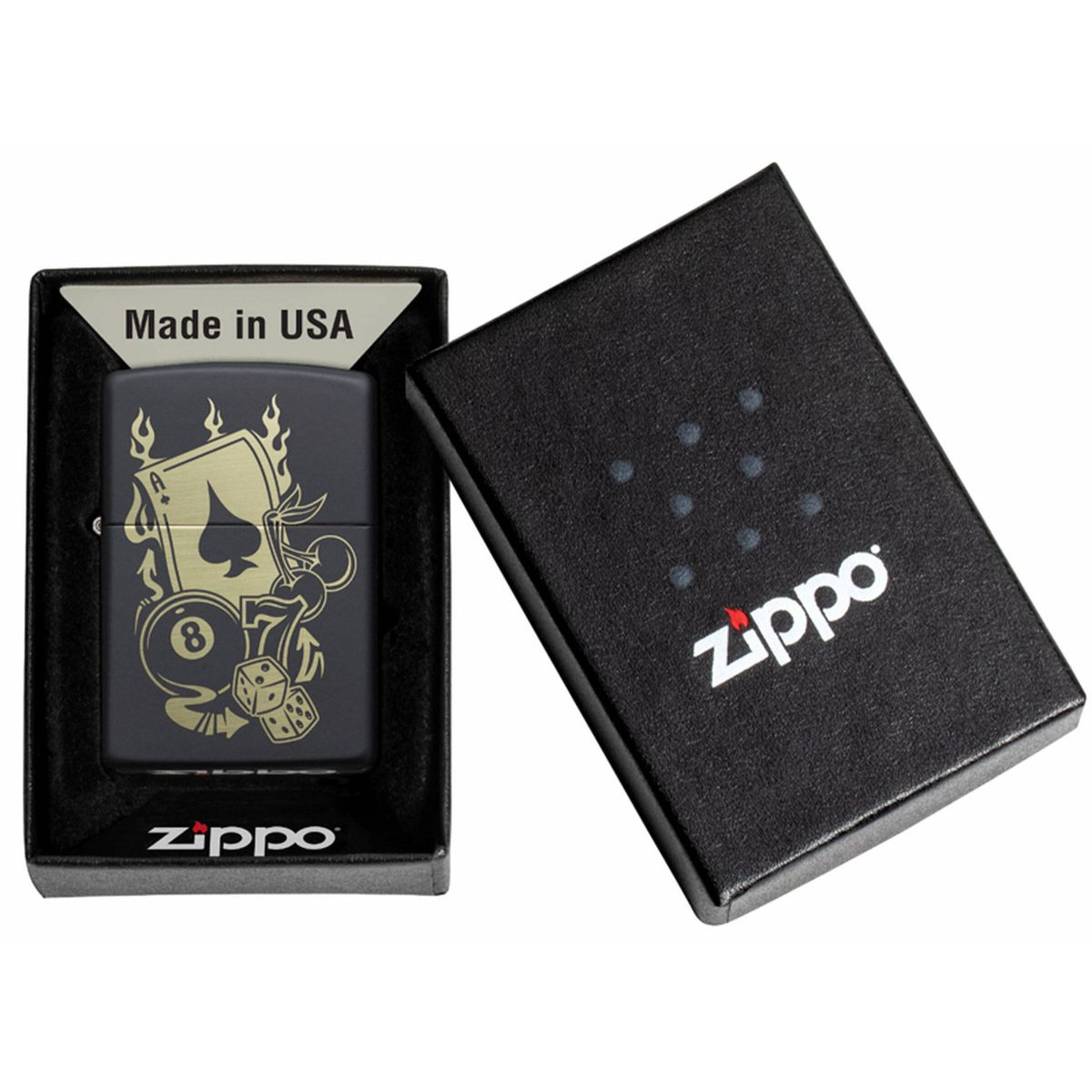 Бензиновая зажигалка ZIPPO 49257 Gambling Design + бензин Zippo 125 мл 7