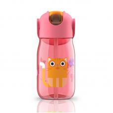Бутылочка детская Zoku с силиконовой соломинкой 415 мл розовая
