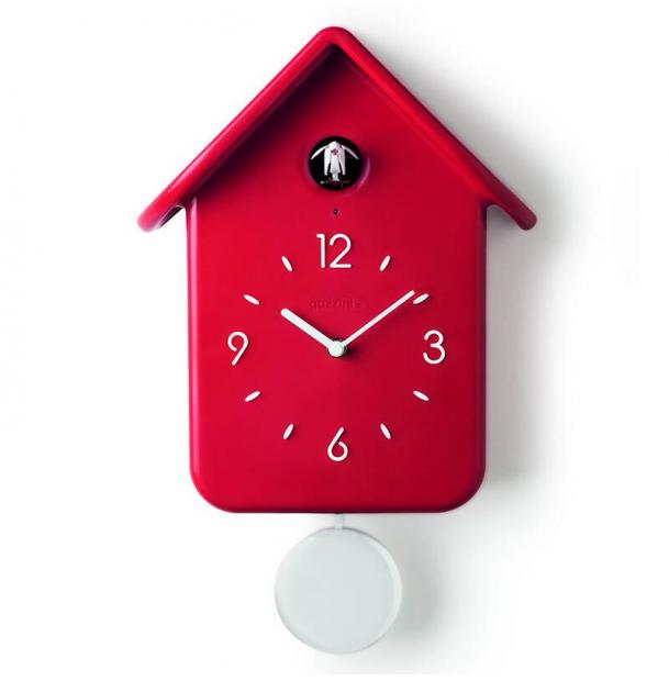 Часы настенные с кукушкой Guzzini QQ, бесшумные, с маятником, на кухню, в гостиную, красные, 16860255