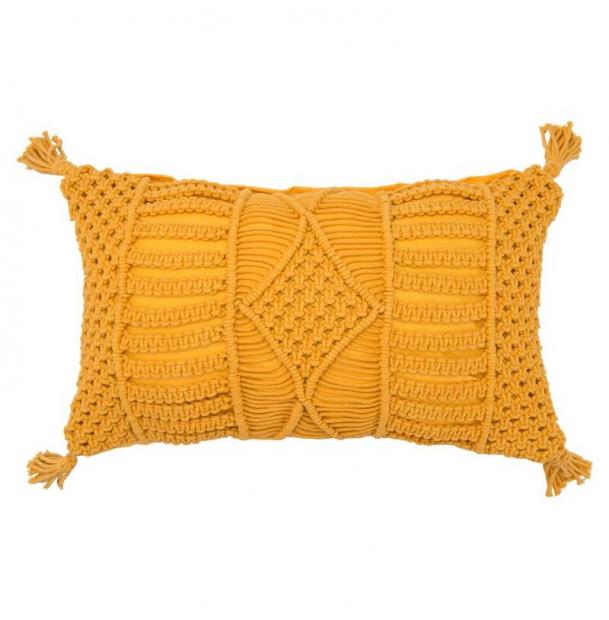 Чехол на подушку макраме горчичного цвета Tkano TK21-CC0013 35х60 см