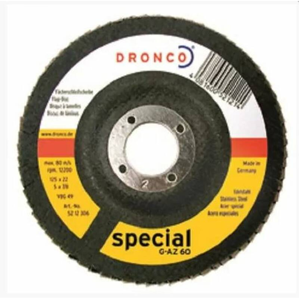 Диск абразивный лепестковый торцевой G-AZA K80 125х22,23 Dronco 5212387 1