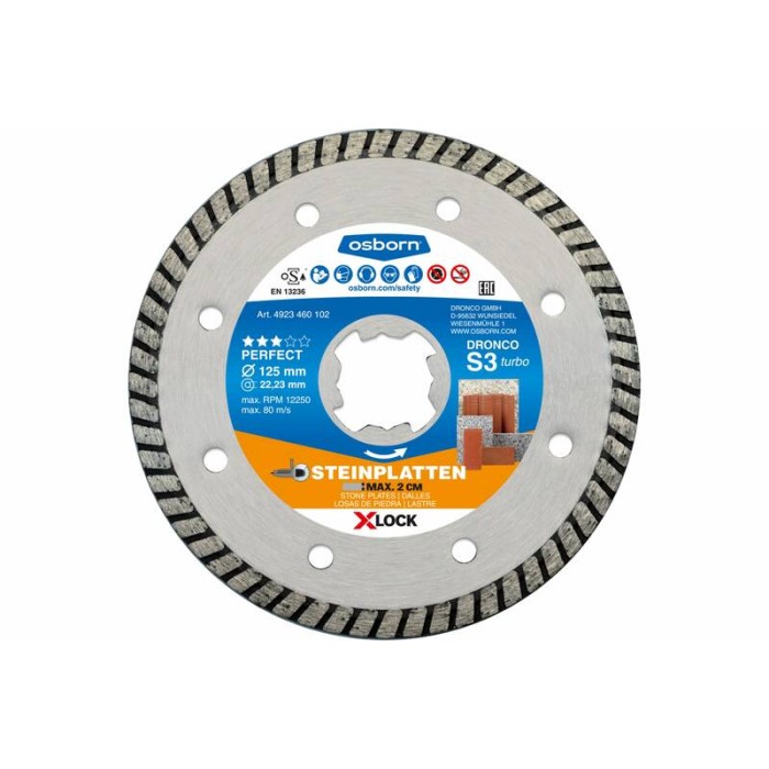 Диск алмазный по камню OSBORN S3 Turbo 125x2.1 Dronco 4923460102