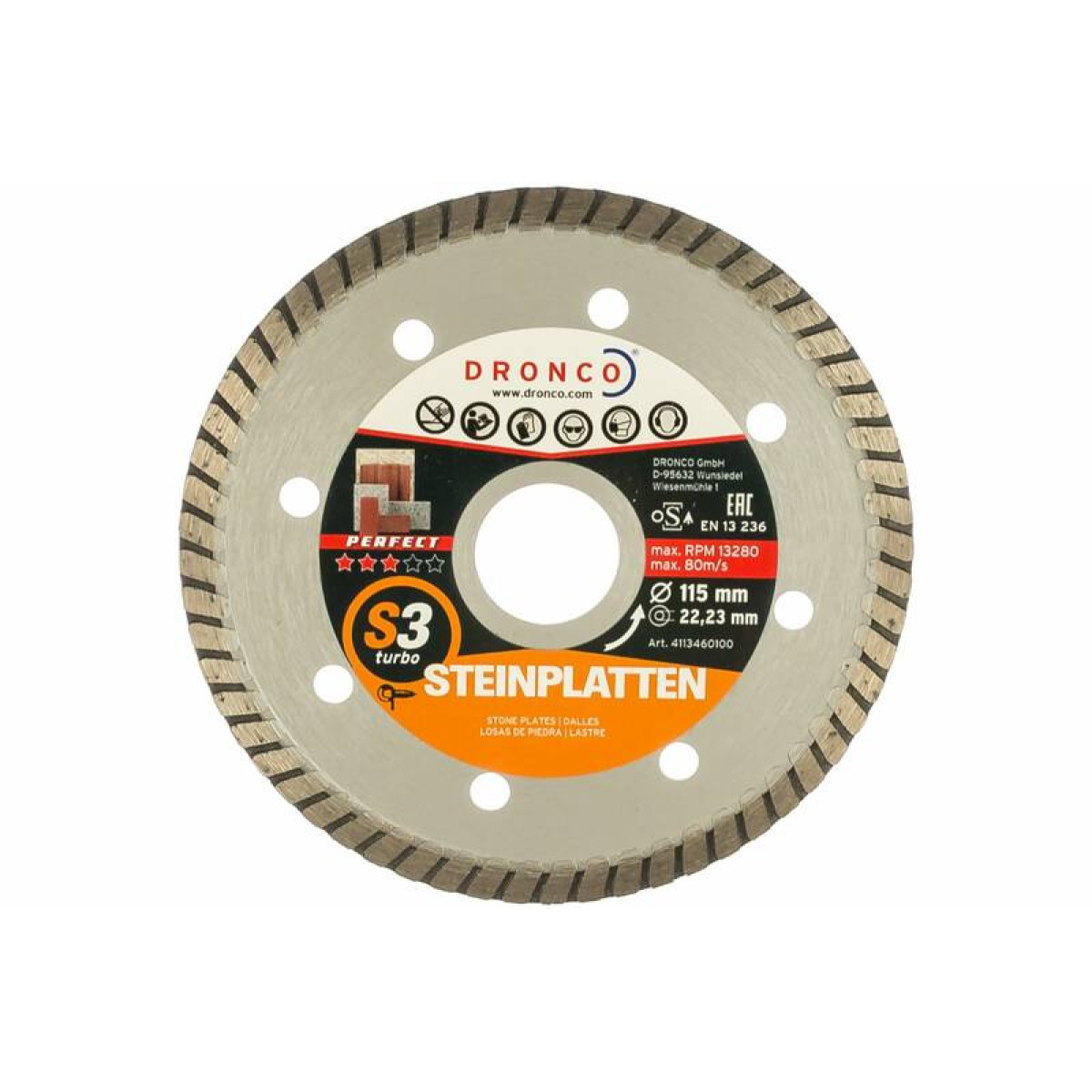 Диск алмазный S3 Turbo F 115x2.1x22.23 Dronco 4113460100 1