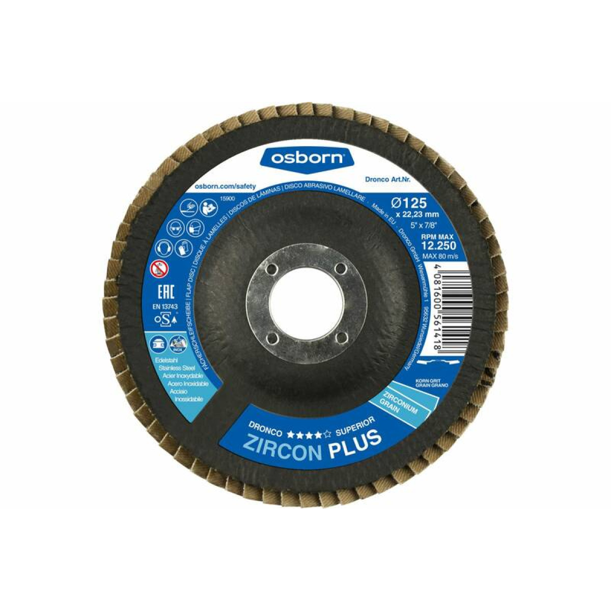 Диск лепестковый торцевой Zircon Plus G-AZ 125х22 Dronco 5242304100 1