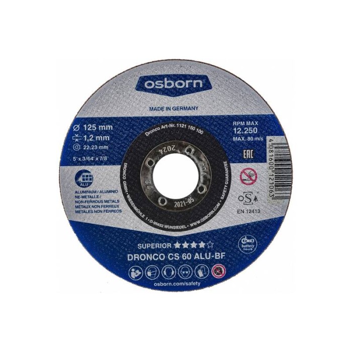 Диск отрезной по алюминию DRONCO CS 60 ALU 1121150100