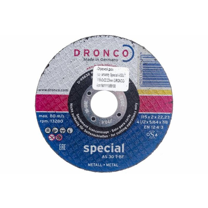 Диск отрезной по металлу DRONCO Special AS30T 1111055100
