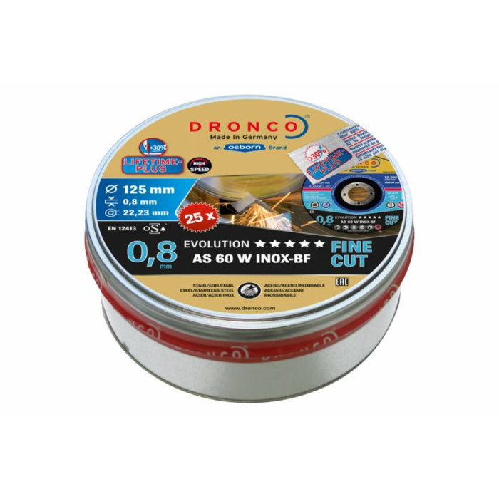 Диск отрезной по металлу Evolution AS 60 W BOX-25 125x0.8x22,23 Dronco 6900843100