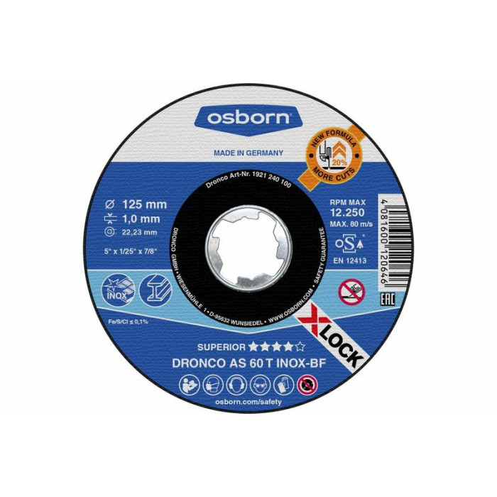 Диск отрезной по нержавейке DRONCO Superior AS60T INOX X-Lock 1921240100