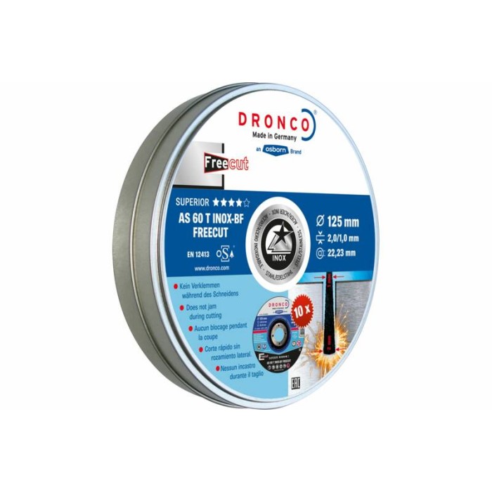 Диск отрезной по нержавейке InoxFre AS60 BOX-10 125x2/1x22,23 Dronco 6900947100