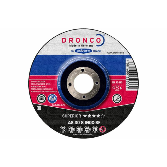 Диск шлифовальный Superior AS30S INOX 125x6x22,23 Dronco 3126540100
