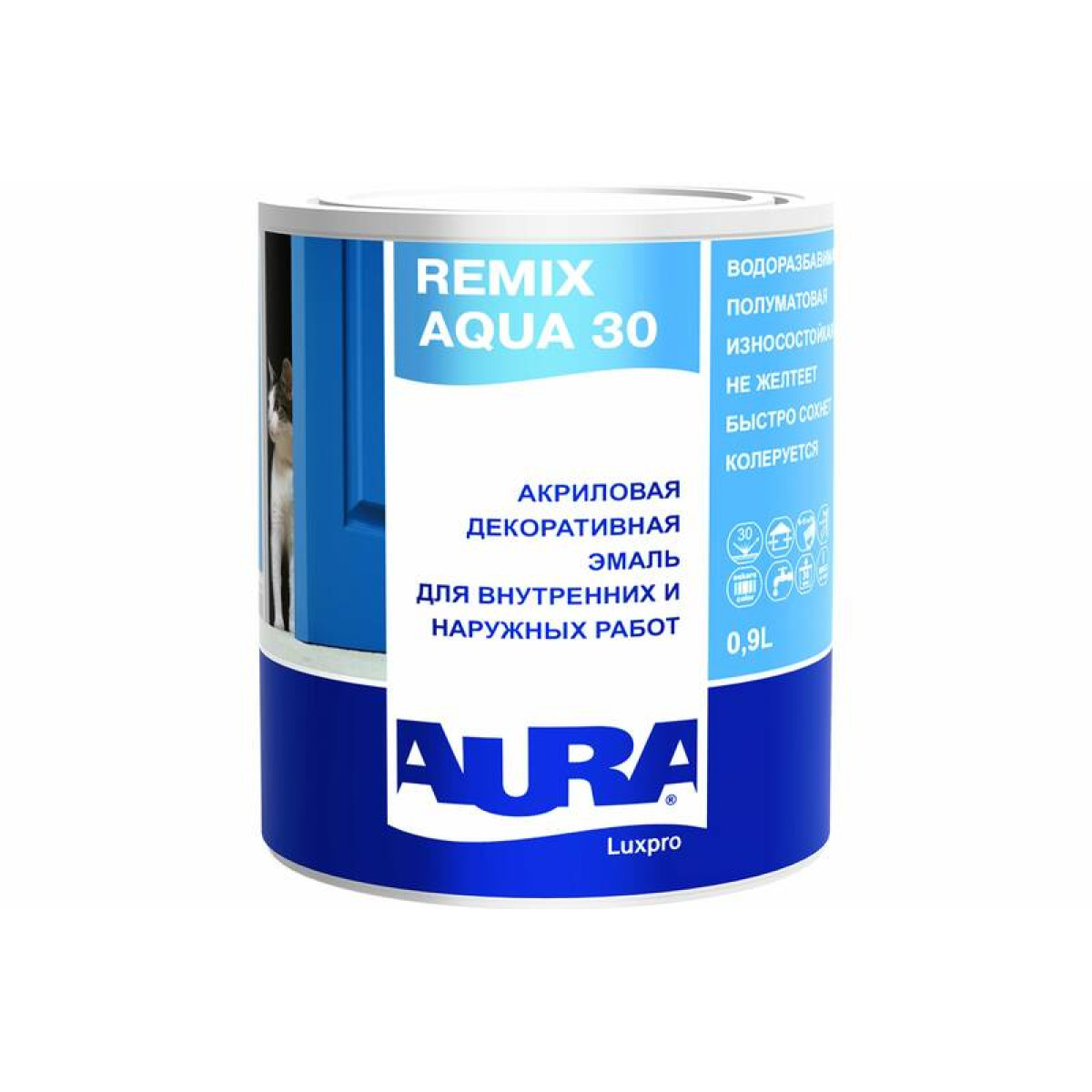 Эмаль AURA Luxpro Remix Aqua 30 ALE001 0.9 л 1
